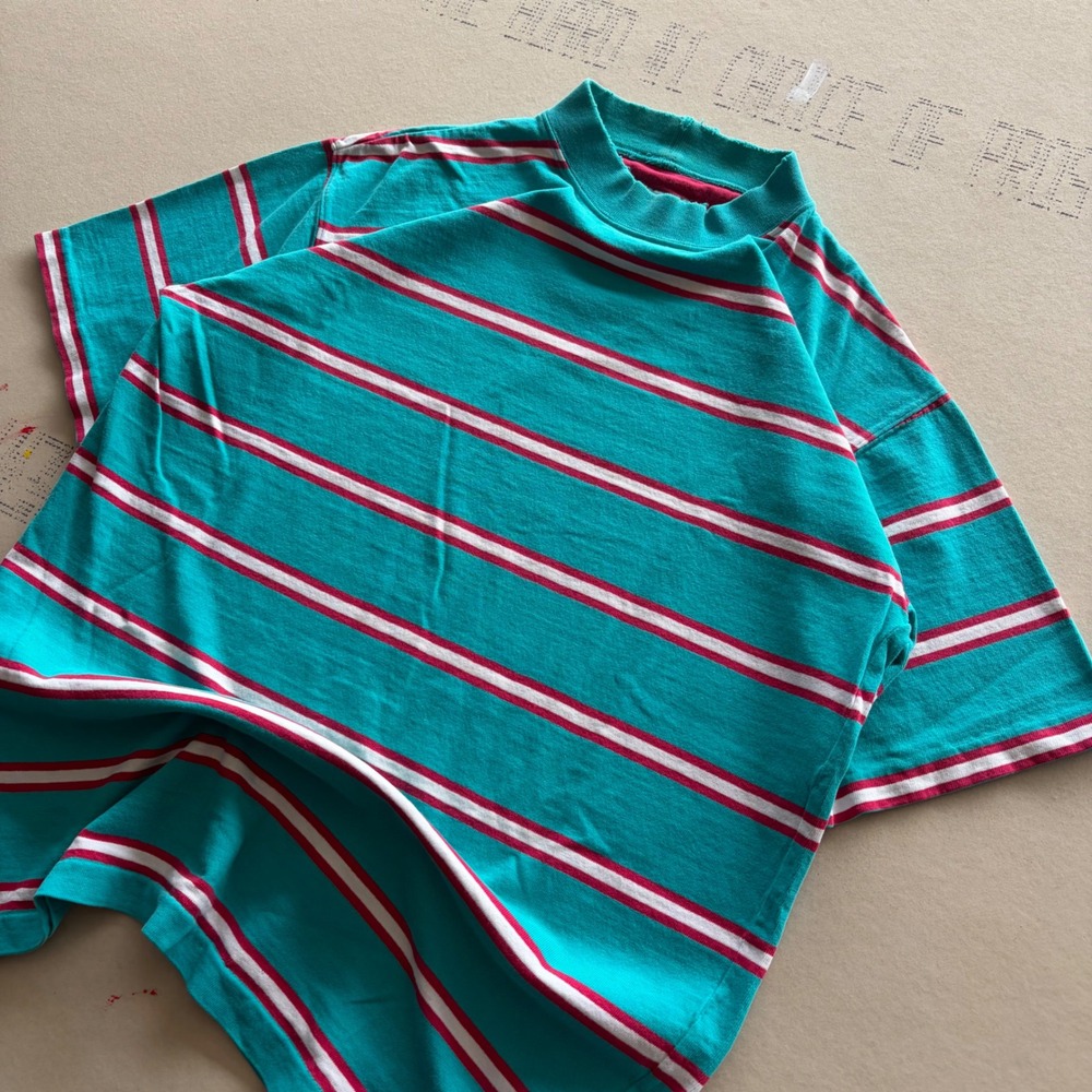 Vintage Rare Surf style 90s Single Stitch Woolrich Striped T-shirt